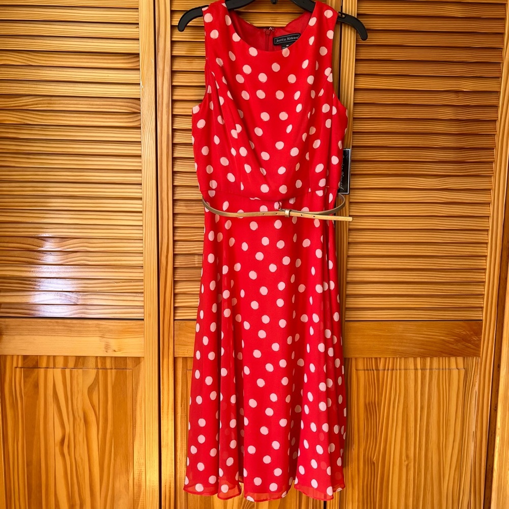 Red and white polka dot Jessica Howard dress